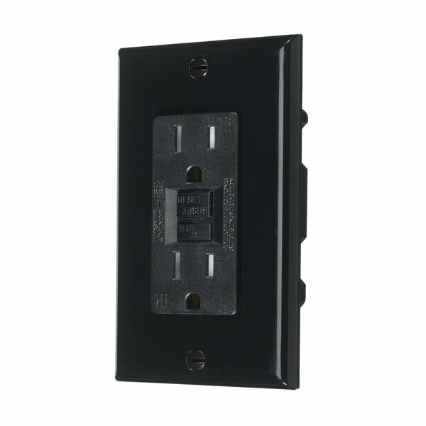 American Imaginations 15 AMP Rectangle Black Electrical GFCI Receptacle Plastic AI-36864